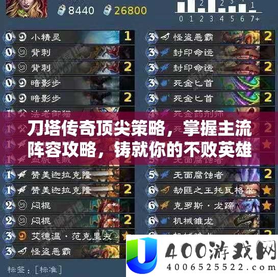 刀塔传奇顶尖技巧，把握主流声势攻略，铸就你的不败英雄传奇