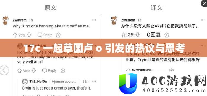17c 一路草国卢 o 激发的热议与思虑