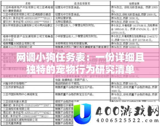网调小狗任务表：一份详细且独特的宠物行为研究清单