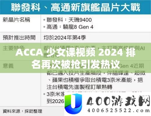 ACCA 少女课视频 2024 排名再次被抢引发热议