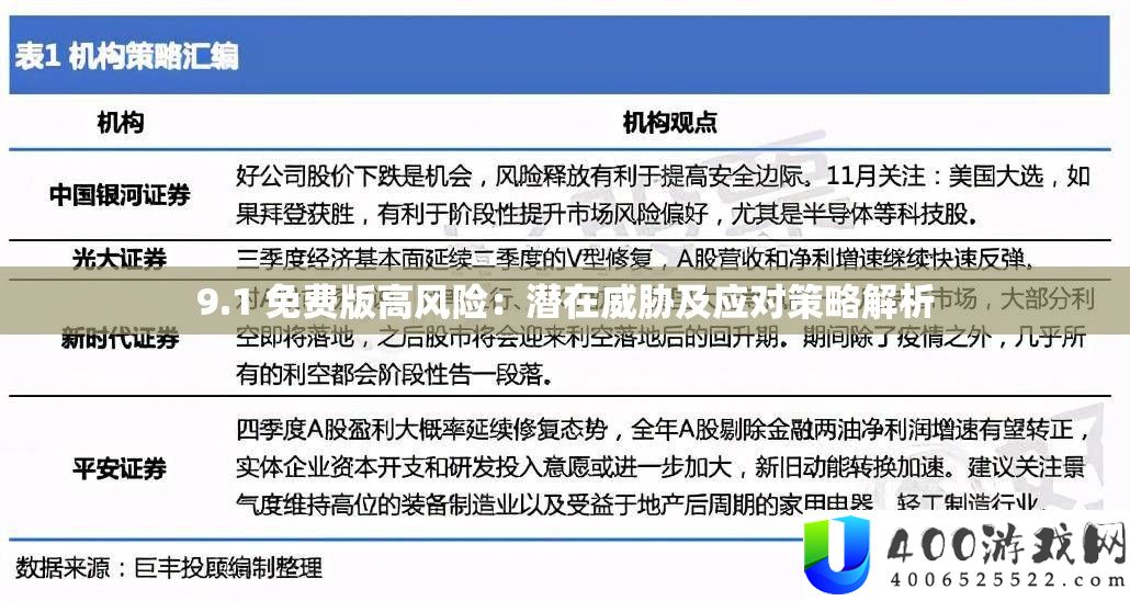 9.1 免费版高风险：潜在威胁及应对策略解析