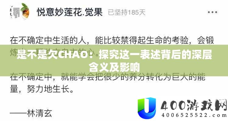 是不是欠CHAO：探究这一表述背后的深层含义及影响