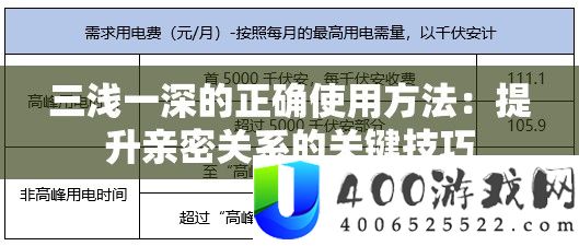 三浅一深的准确使用攻略：提拔密切关系的关头技能