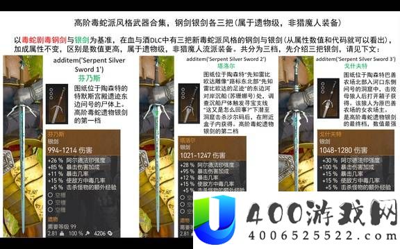 巫师3狂猎全武器图鉴分享