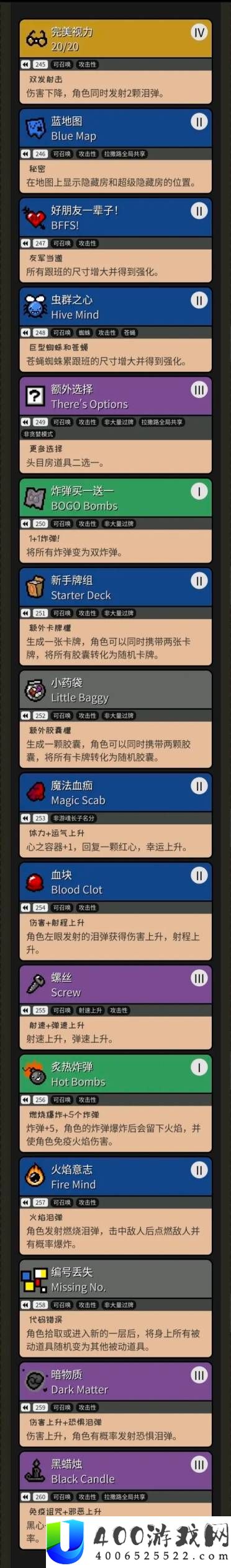 以撒的结合重生全道具以及效果一览