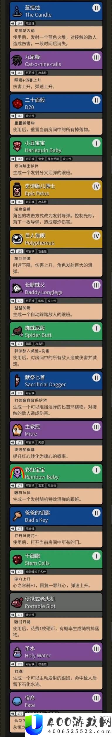 以撒的结合重生全道具以及效果一览