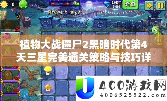 植物大战僵尸2黑暗时代第4天三星完美通关策略：技巧与布局详解