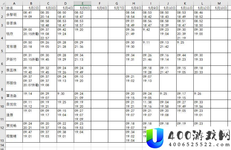 Excel-怎样清算紊乱的考勤表