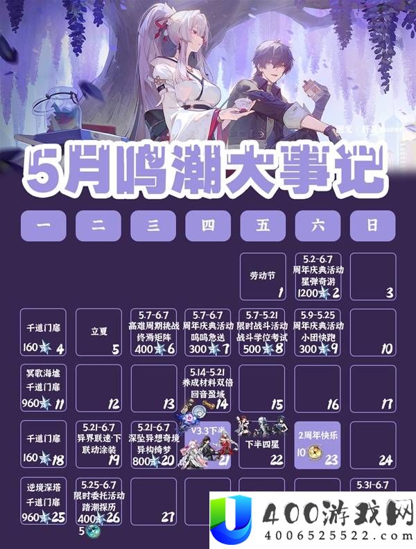 鸣潮 5 月 3.3 版本活动日历：最新活动时间表与奖励一览