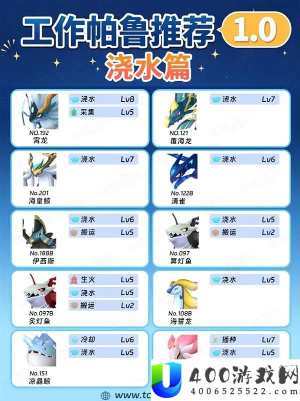 幻兽帕鲁正式版家园工作帕鲁配队推荐
