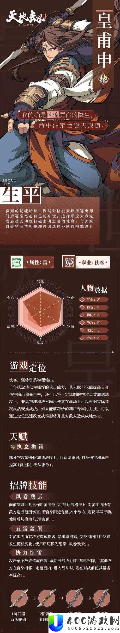 天地劫幽城再临皇甫申五内加点怎么选