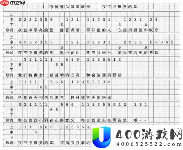 原神夜空中最亮的星琴谱是什么-夜空中最亮的星琴谱一览